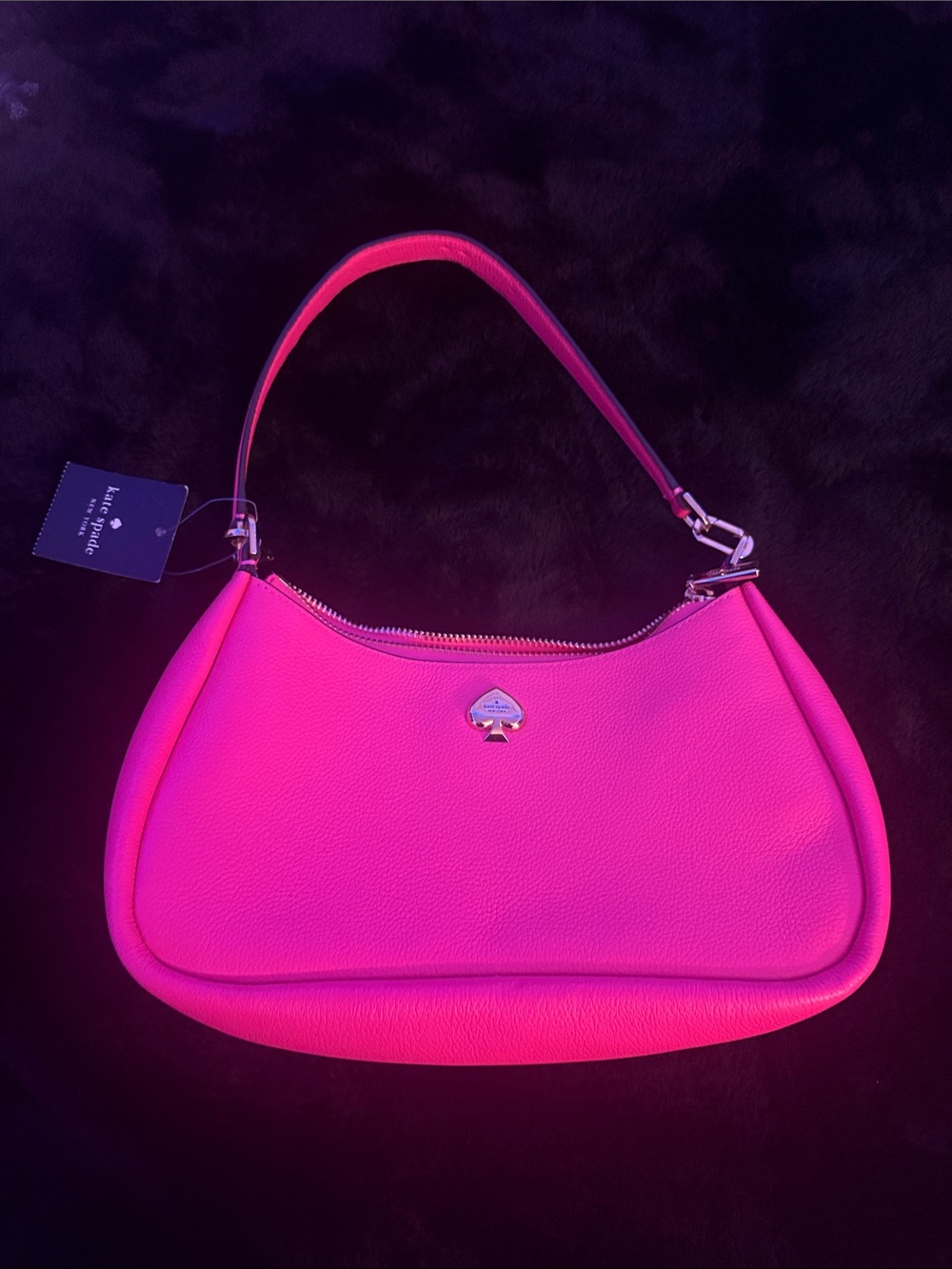 kate spade Bright Pink Pebbled Leather Shoulder Bag